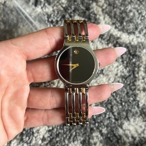 MENS MOVADO ESPERANZA TWO TONE WATCH w box and original book and extra links